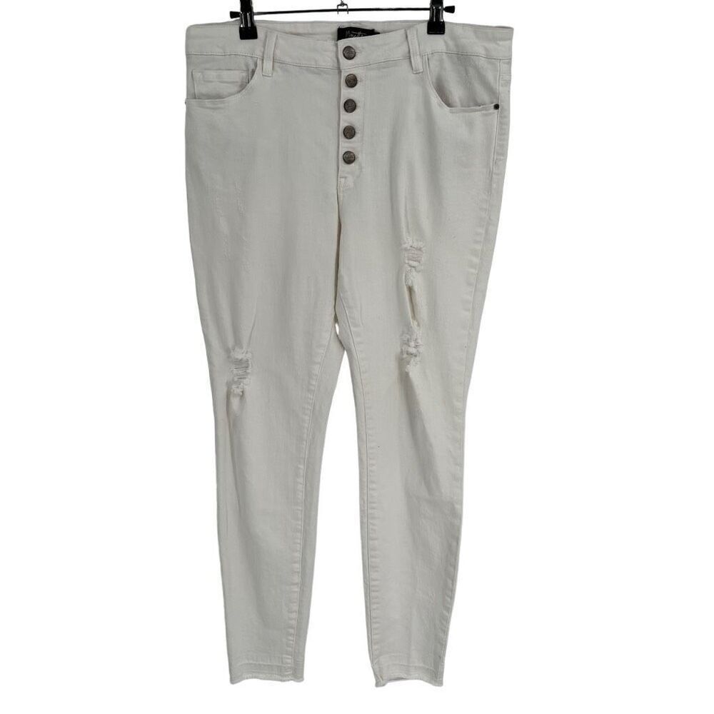 Nanette Lepore HW Ludlow Skinny Jeans Buttonfly White Size 10